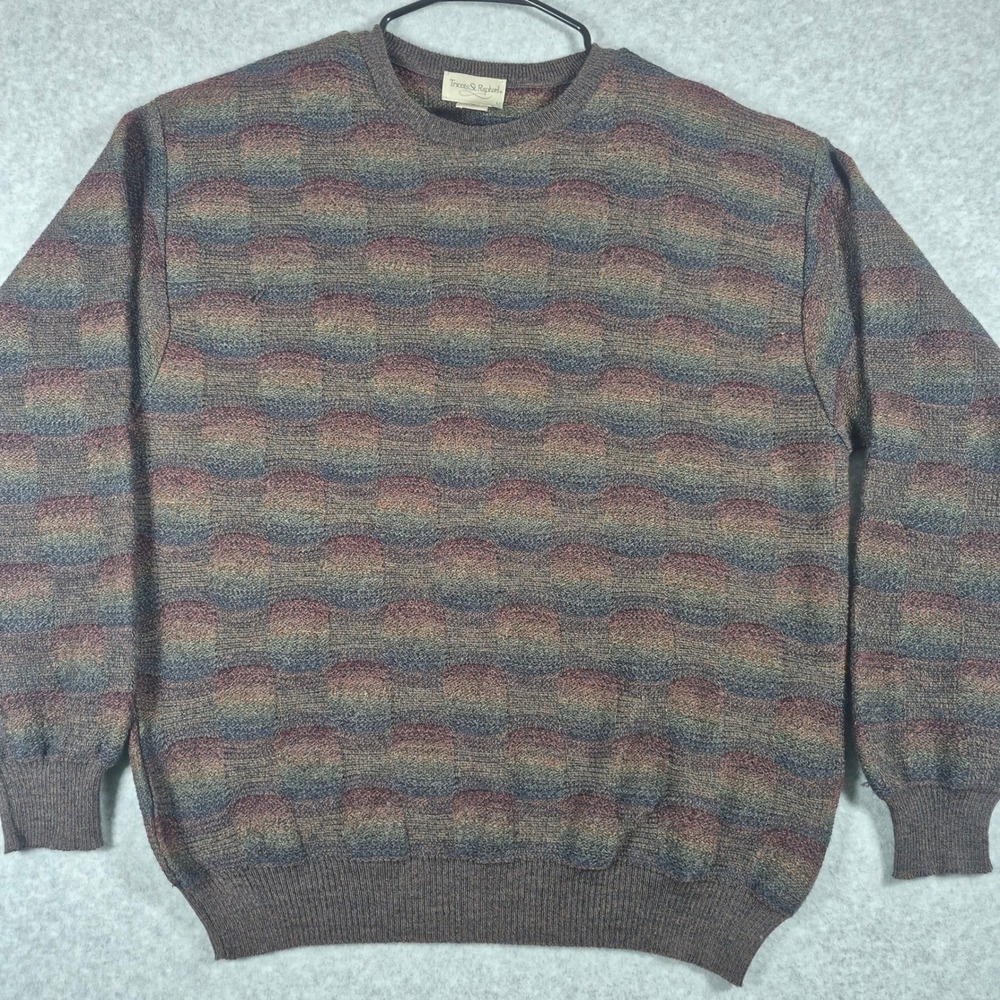 Vintage 90s Tricots St. Raphael Sweater Mens L Brown Merino Wool Textured Knit